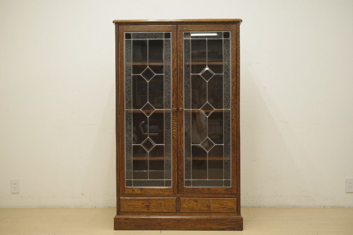 三越家具 ブルージュ ガラスキャビネット オーク材 楢材 本棚 書棚