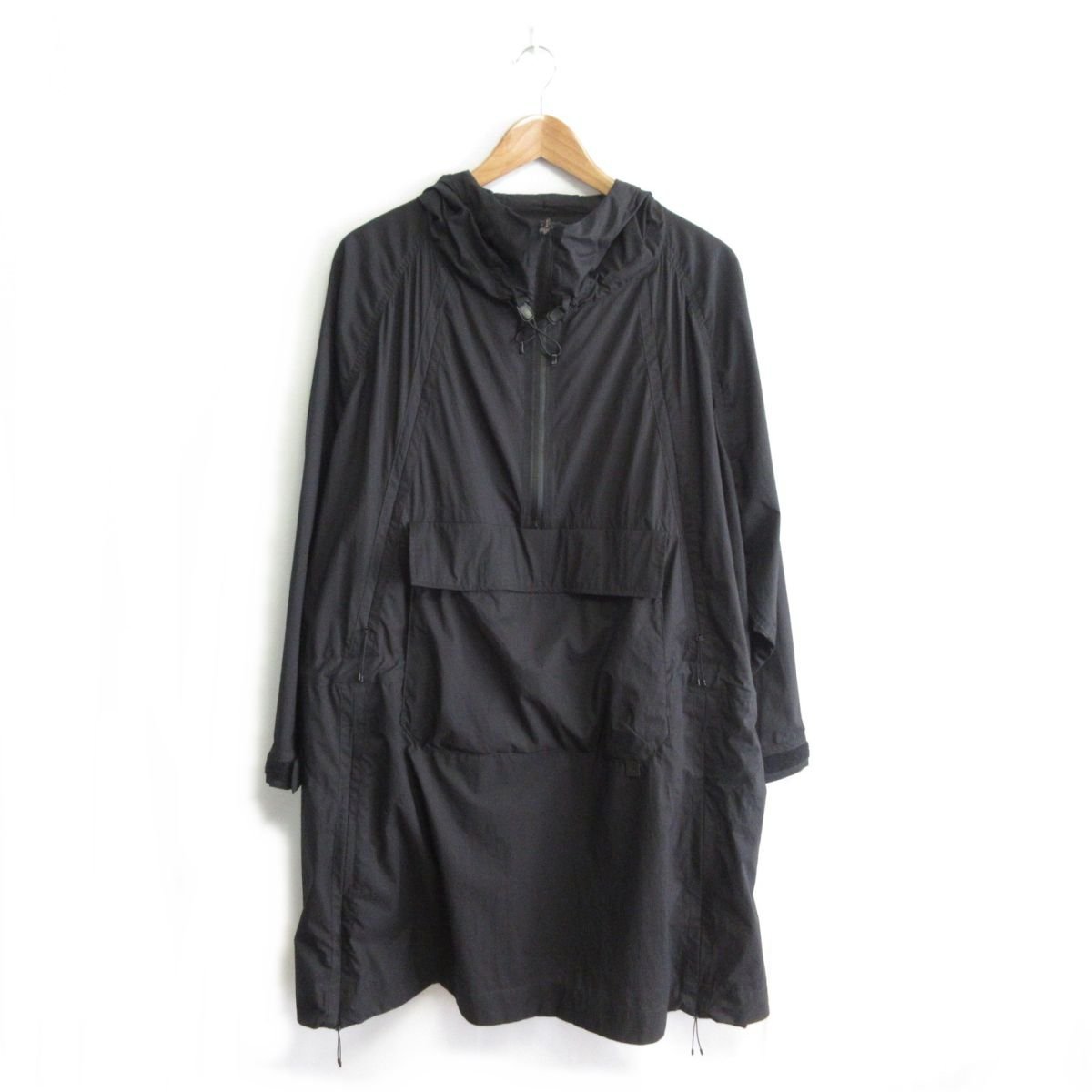 美品 snow peak スノーピーク ハーフジップ フーデッド アノラックパーカー ナイロンコート サイズ1 ブラック 黒