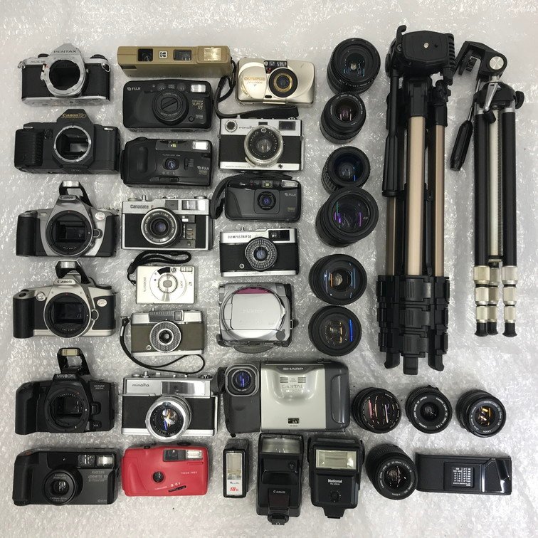 Canon AE-1 フィルム一眼レフカメラ 2台セット ジャンク カメラ、光学機器 【ジャンク品】Canon A-1 フィルム一眼レフ 豪華
