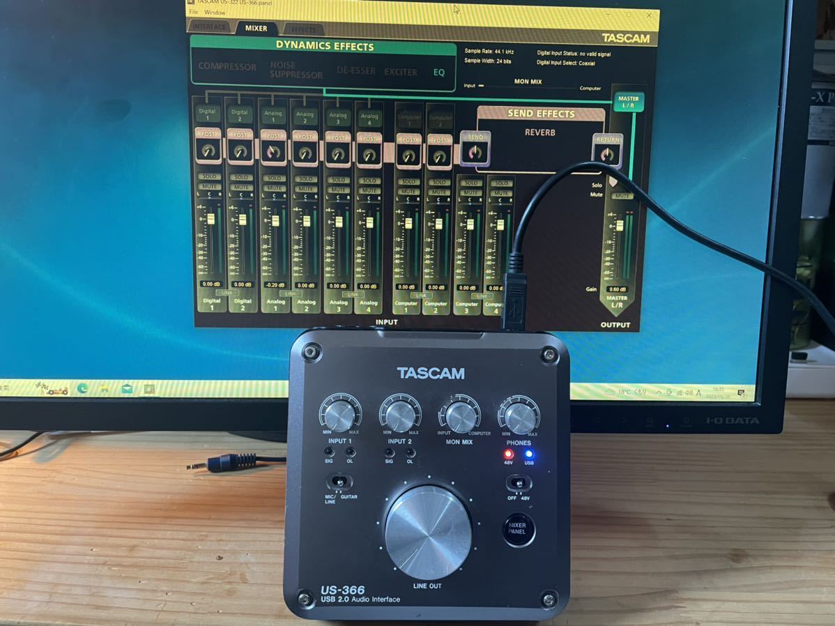 TASCAM US-366 USBオーディオインターフェース teak DSPミキサー搭載 96/192kHz対応 USB2.0 録音 ネット ...