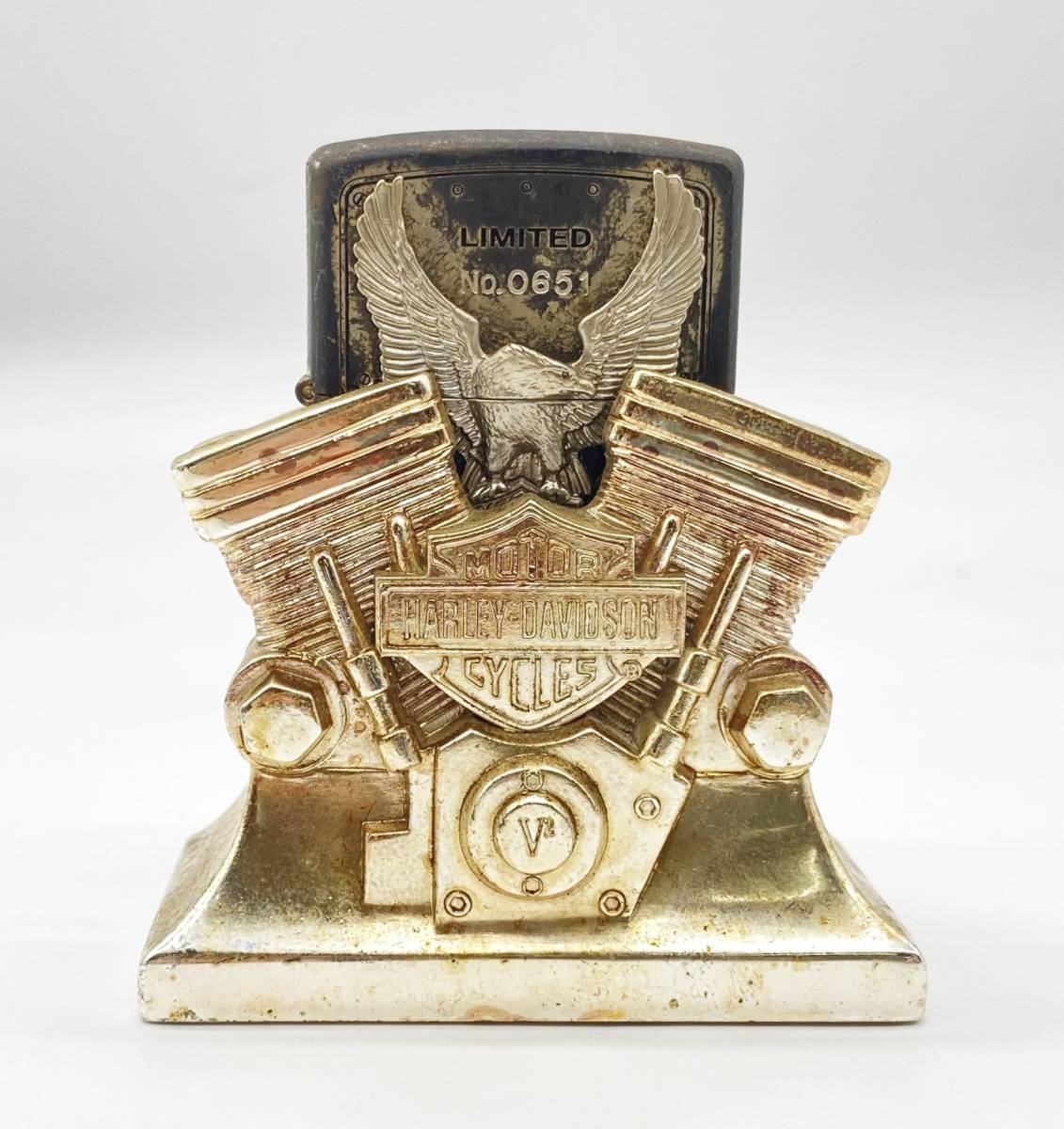 喫煙具 HARLEY-DAVIDSON エンジン台座付き ZIPPO ジッポライター 
