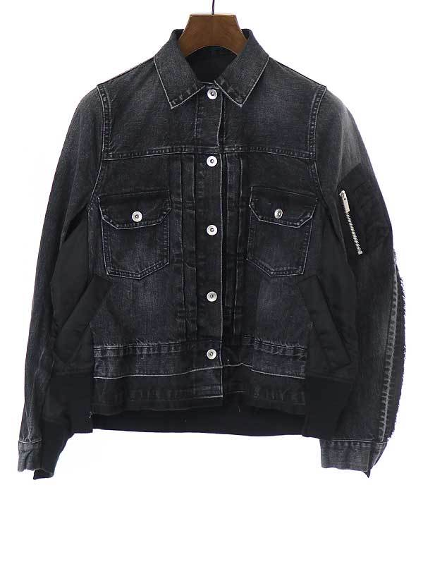 sacai サカイ 20AW Denim X Ma-1 Jacket ナイロンコンビデニムジャケット ブラック サイズ:1 レディース
