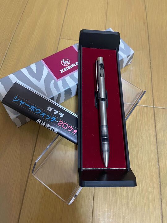 未使用 zebra ゼブラ 2Cウォッチ ボールペン 二色 文具 箱付 時計 昭和