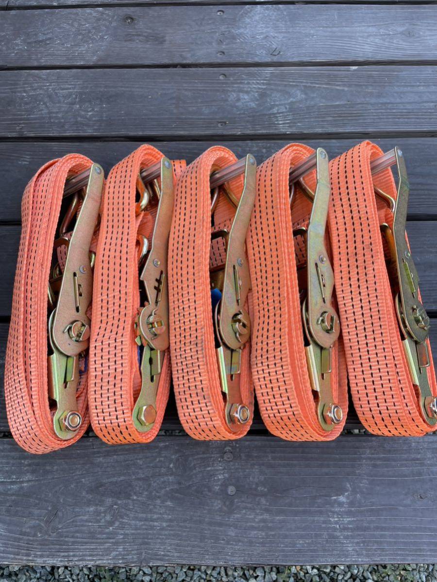 新古品ラッシングベルト5個セット！ベルト多少汚れ有り。