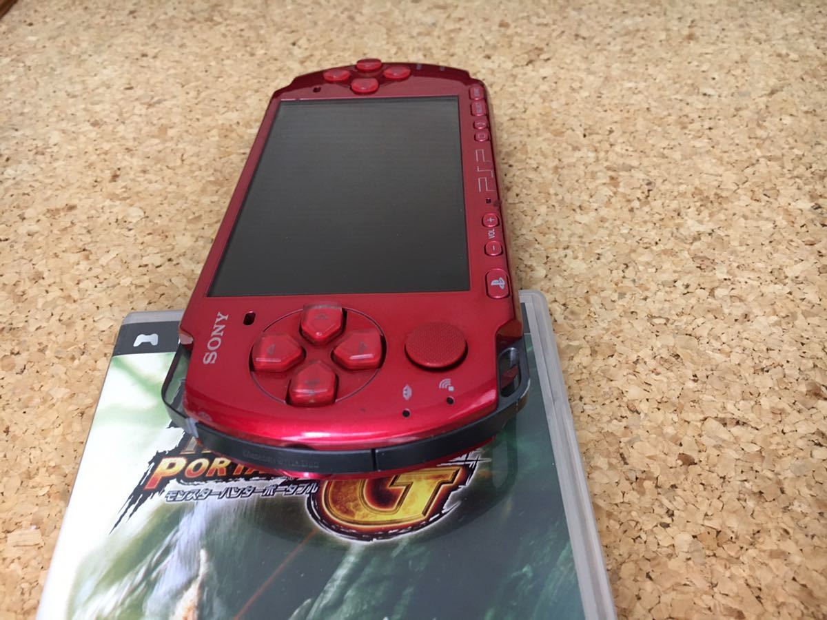 全国無料，人気 【値下げ、動作確認済】SONY PSP 3000 ラディアントレッド モンスターハンターポータブル 2ndG付