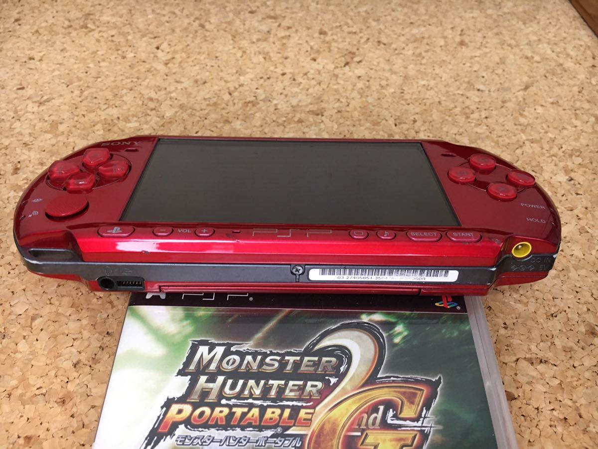 全国無料，人気 【値下げ、動作確認済】SONY PSP 3000 ラディアントレッド モンスターハンターポータブル 2ndG付