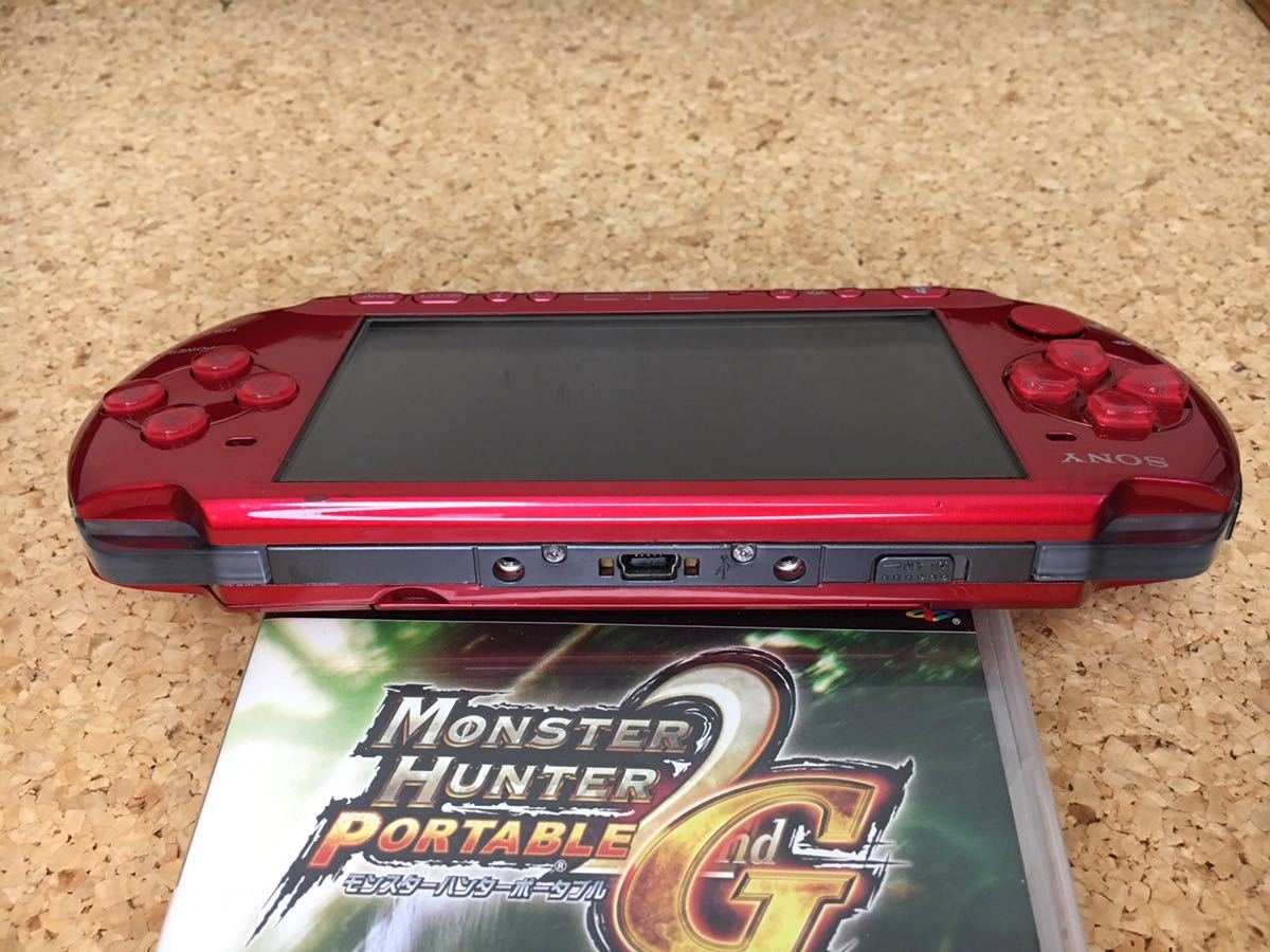 全国無料，人気 【値下げ、動作確認済】SONY PSP 3000 ラディアントレッド モンスターハンターポータブル 2ndG付