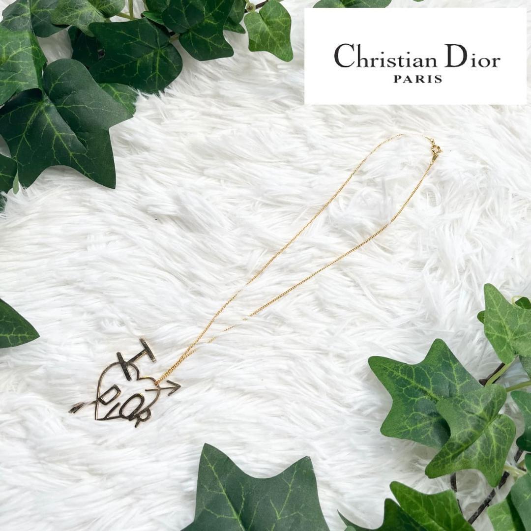 Dior ディオール ハート ネックレス 文字 ロゴ ゴールド Christian