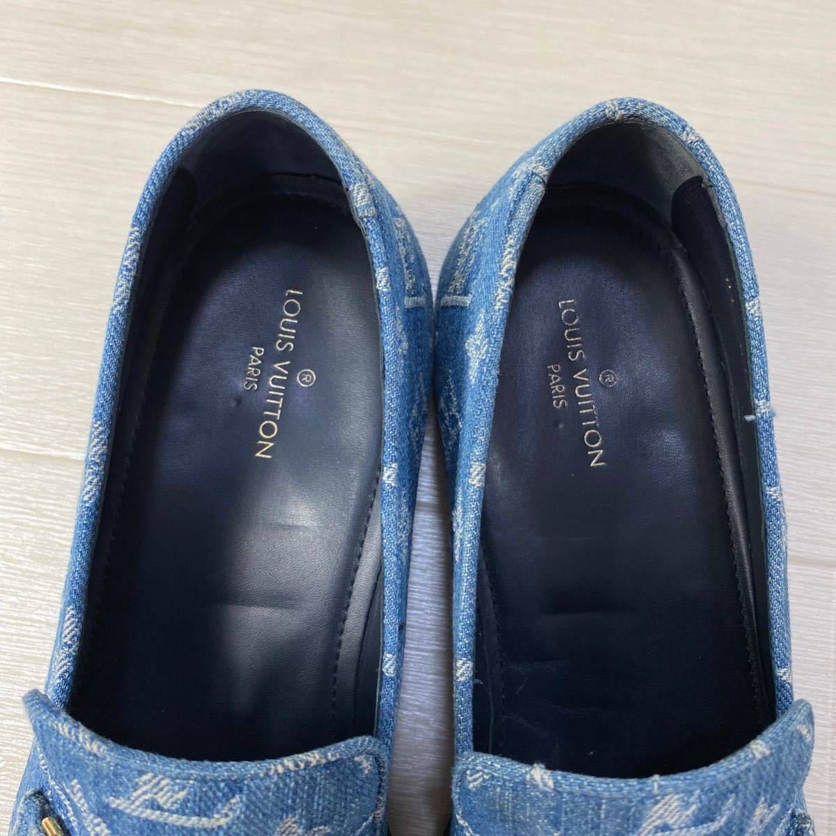 ルイヴィトン/LOUIS VUITTON】モノグラム総柄☆ デニムローファー ロゴ 