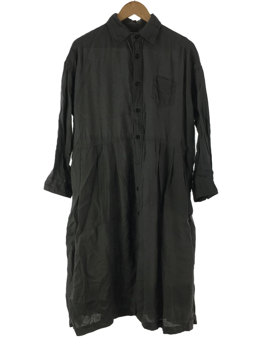 OMNIGOD◆シャツワンピース/FREE/リネン/GRY/グレー/無地