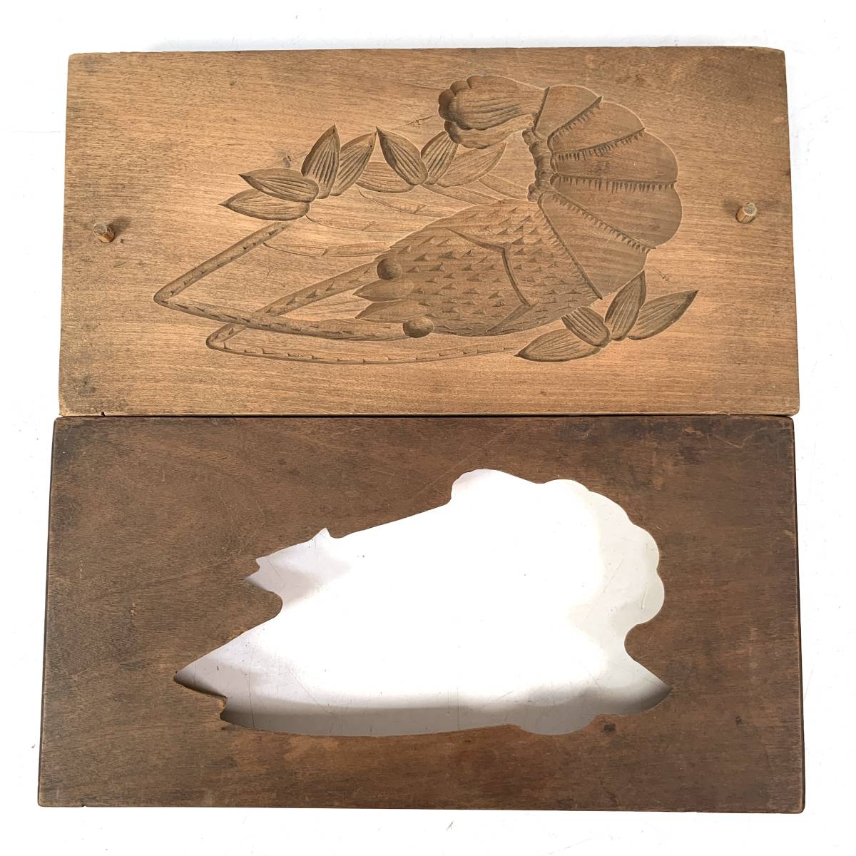 古い 木製 菓子型 【伊勢海老/海老/エビ】 縦約12.5cm 横幅約24.5cm