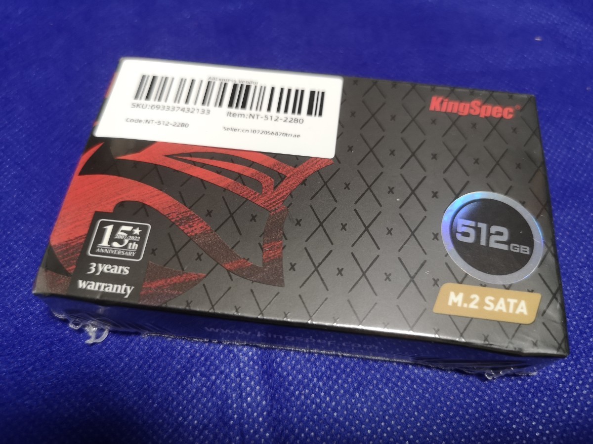 新品 未使用未開封 KingSpec M.2 SATA NGFF 512GB 2280