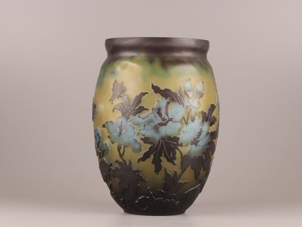エミールガレ　工芸品 古美術 西洋美術 ガラス工芸 エミール・ガレ 花瓶 細密細工 極上品 初