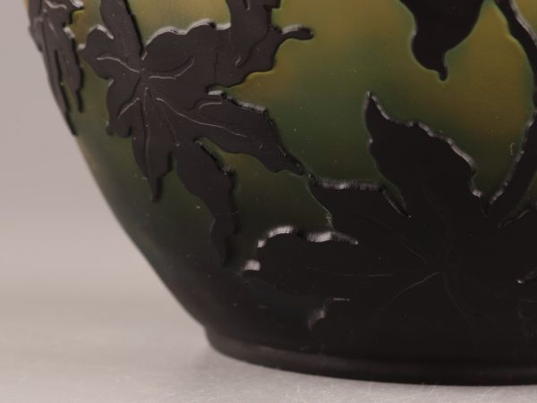 古美術 西洋美術 ガラス工芸 エミール・ガレ 花瓶 細密細工 極上品 初