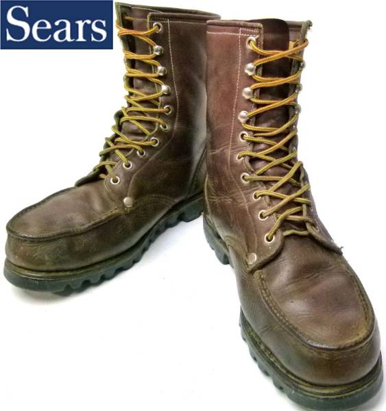7b-1-038SEARSシアーズ編み上げワークブーツ8 1/2Ｄ(26.5cm相当
