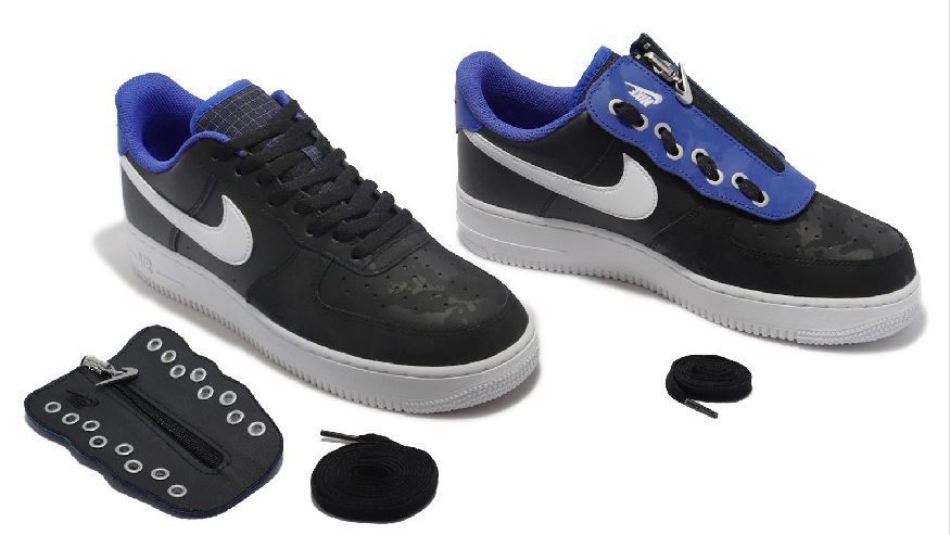 新品 29 NIKE ナイキ エアフォース1 07 シュラウド 黒 青 迷彩 CAMO 