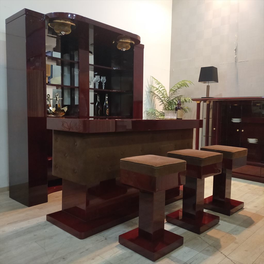 皇室御用達 最高級家具 kit furniture バーカウンターセット 羊革貼り 