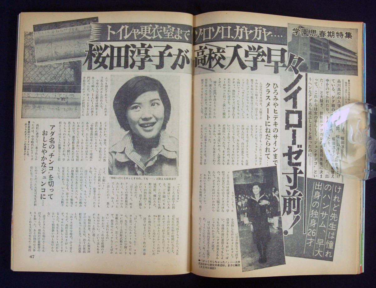 週刊明星 1974年5月12日号 青木英美(水着) 舟木一夫/桜田淳子/安西マリア/清水章吾/内田あかり/マギー・ミネンコ/リンリン・ランランほか_4