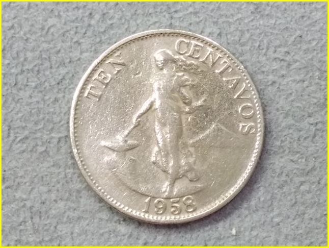 フィリピン 10センタボ 硬貨/1958年 TEN CENTAVOS/マヨン火山の乙女/旧
