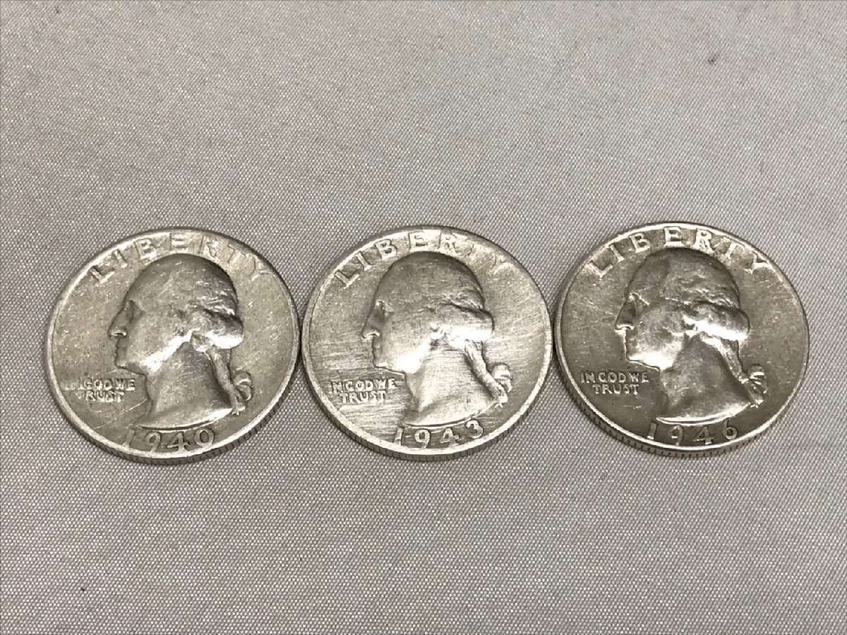 ♪LIBERTY リバティ 銀貨 おまとめ 3点 25セント コイン ワシントン  