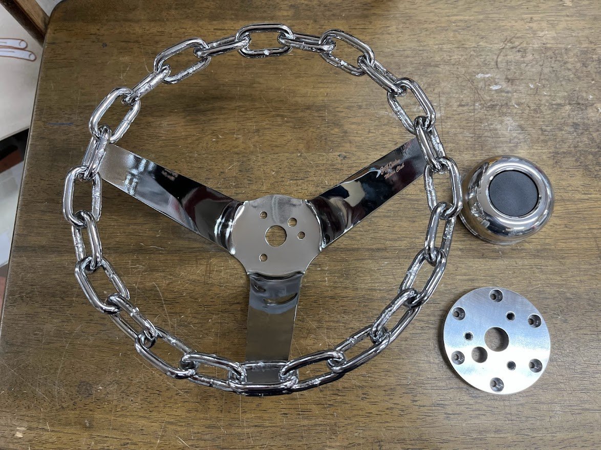 手曲げ チェーンステアリング 10インチ 3スポーク 新品 ローライダー