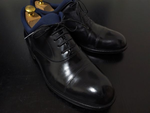 美品 ヴィトン 6.5M LOUIS VUITTON ♯ST0125 ソフトドレスシューズ 黒