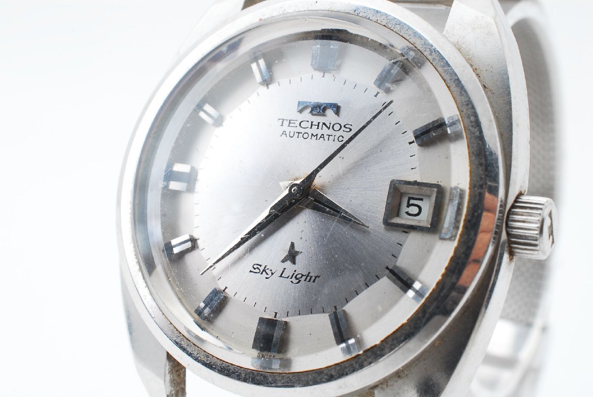 稼働品 テクノス デイト 自動巻き メンズ 腕時計 TECHNOS
