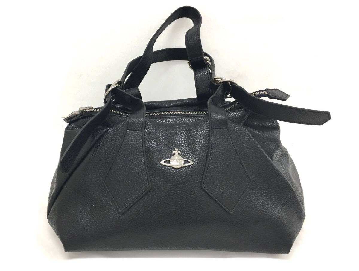 T6/163 Vivienne Westwood ヴィヴィアンウエストウッド オーブ ハンドバッグ ショルダーバッグ シルバー金具 ブラック