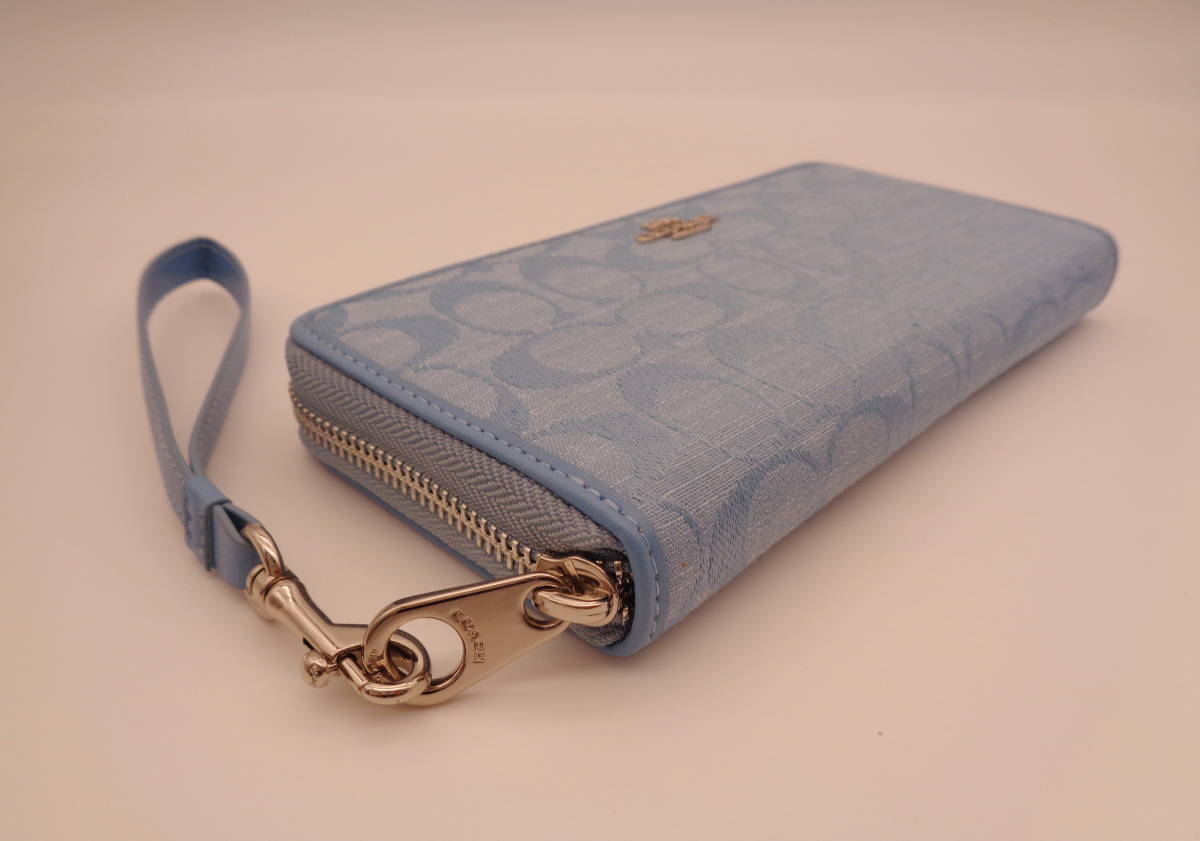 未使用 正規品 151 新品 同様 コーチ COACH 長財布 ブルー 水色 