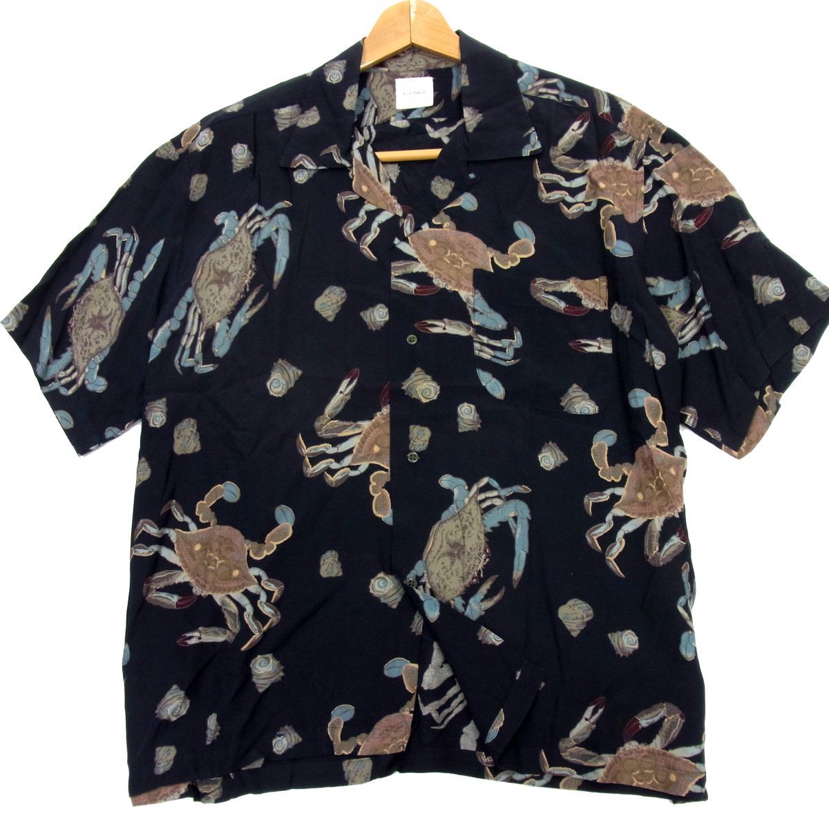 □Karl Helmut カールヘルム レーヨン アロハ シャツ カニ サザエの総