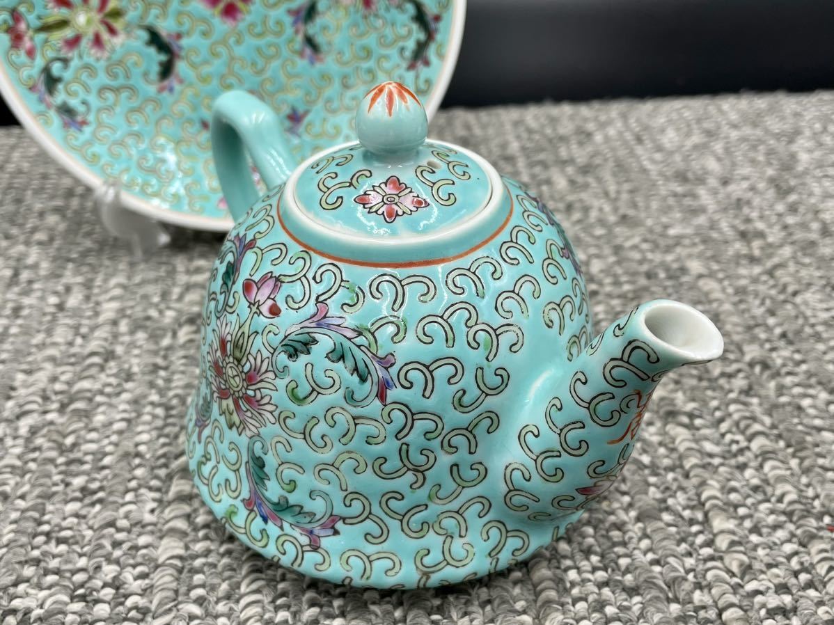 景徳鎮 景徳鎮・ヴィンテージ蛍手透かし煎茶碗＆ティーポット 5点 