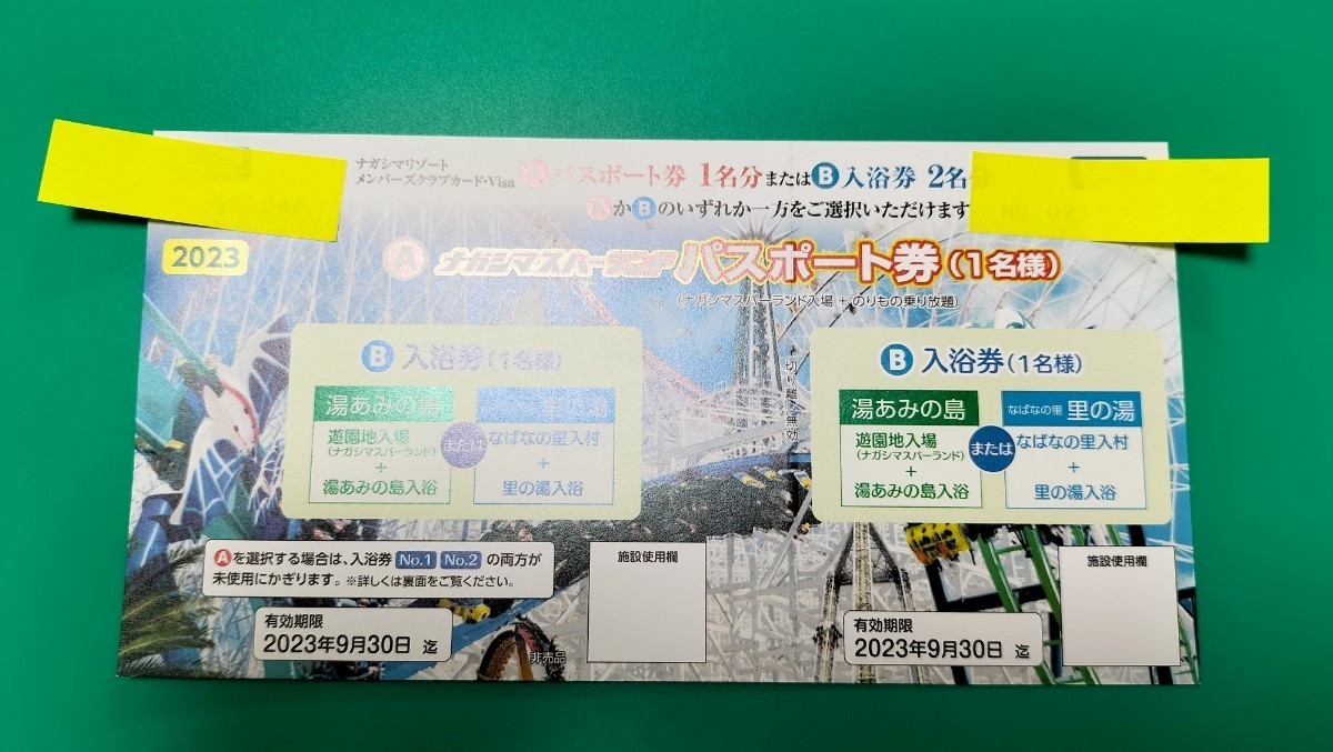 ナガシマスパーランド パスポート券 2名分 ナガシマスパーランド