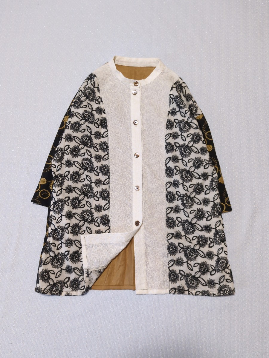 スズラン刺繍 **handmade** Cotton刺繍 フレンチリネン チュニック丈