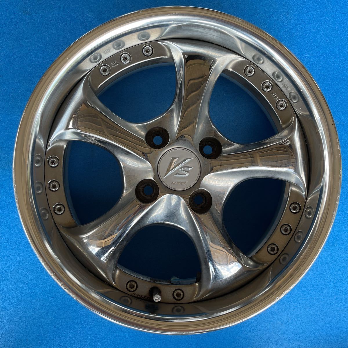 希少 深リム WORK ワーク VS-KF 15×5.5JJ+40 PCD100-4穴 ハブ径約60mm 