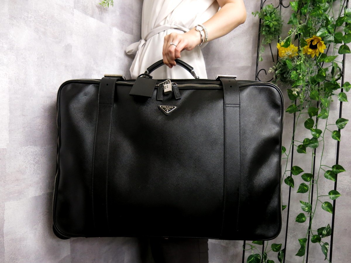 ○超美品○PRADA プラダ○サフィアーノ レザー 本革○キャリー バッグ 