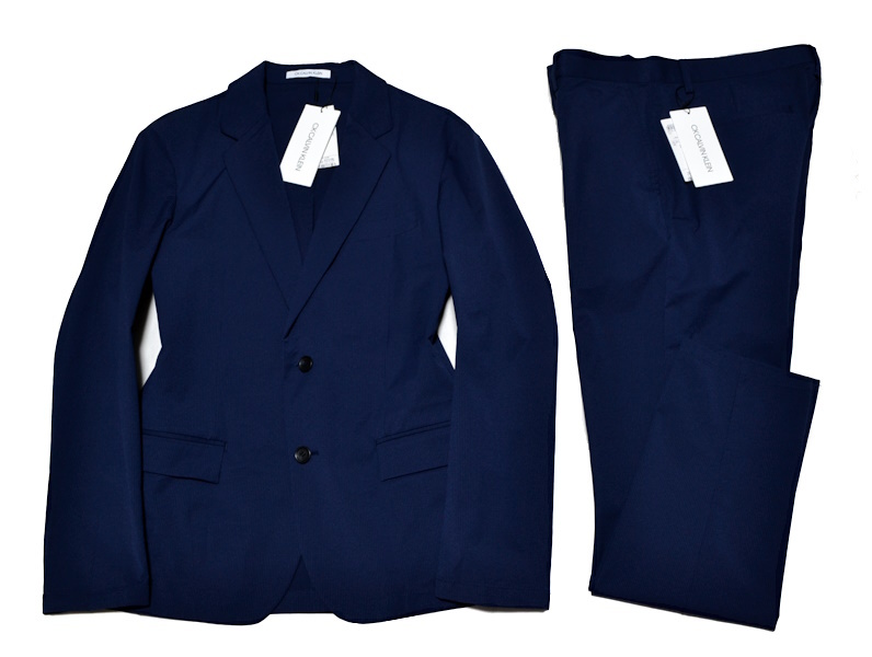 【新品】春夏 CK CALVIN KLEIN カルバンクライン 高級シアサッカースーツ 38/34（Mサイズ程度）人気セットアップ 軽量 サラッと生地 8190