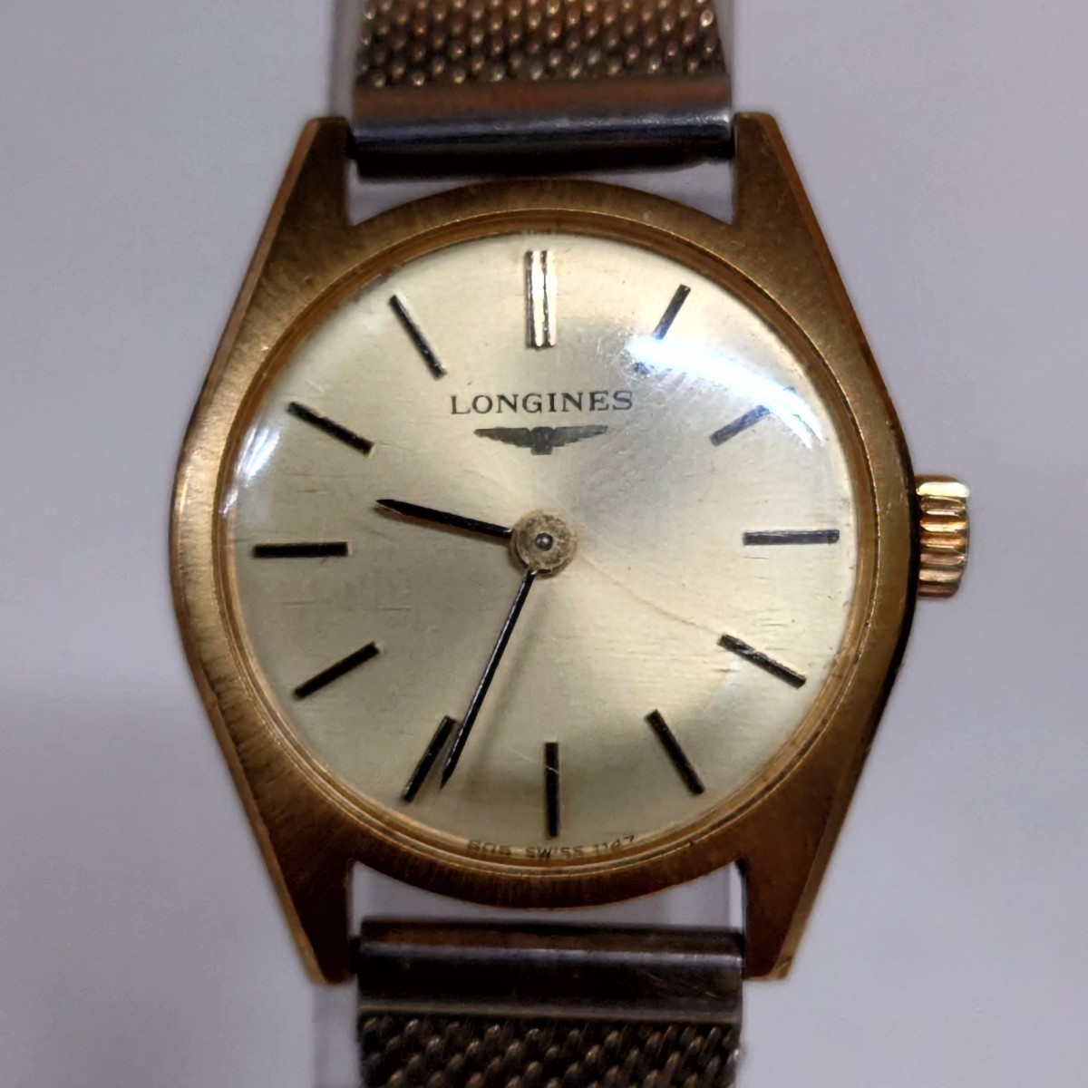 1円 稼働 良品 ロンジン 手巻き 805 6189 スクエア ゴールド文字盤