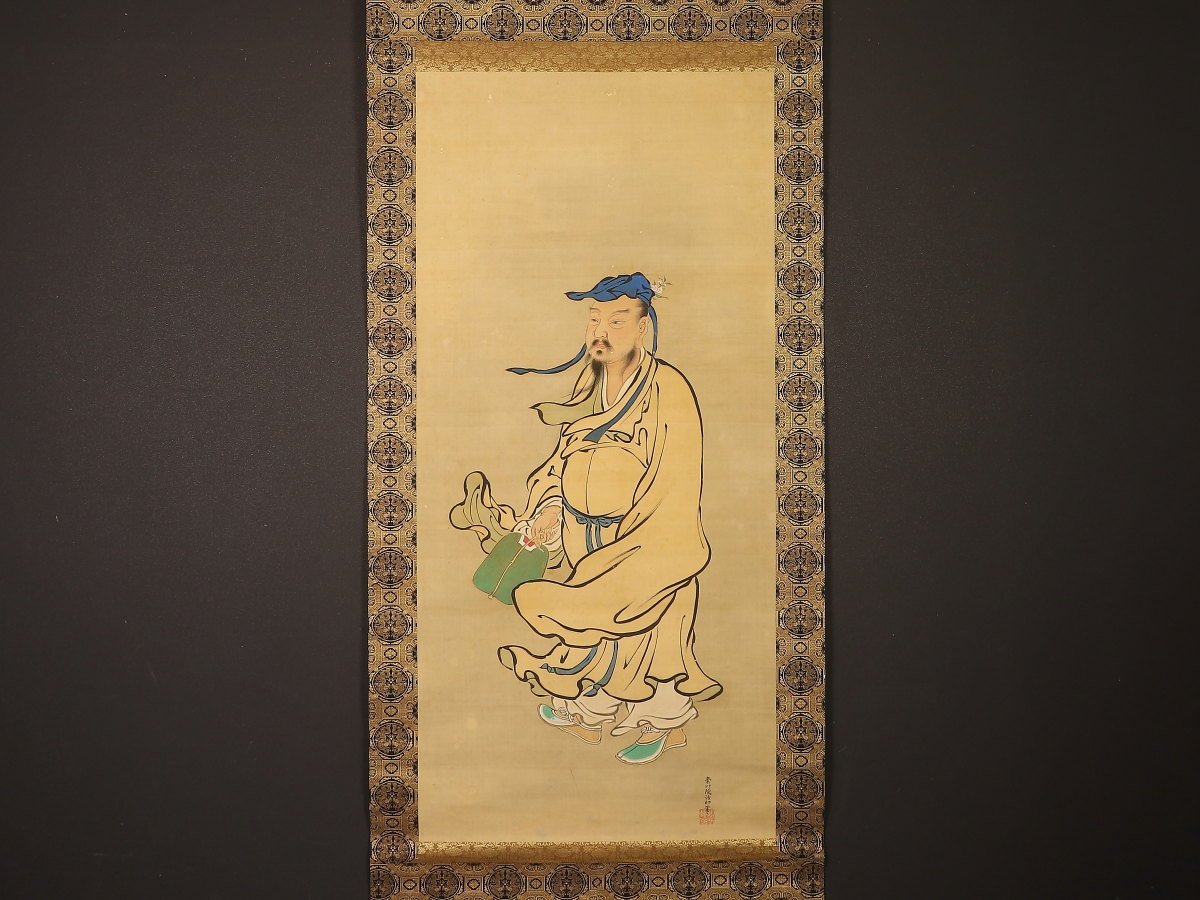 模写】【伝来】ik1056〈狩野栄川院典信〉大幅 東方朔図 野村素軒極