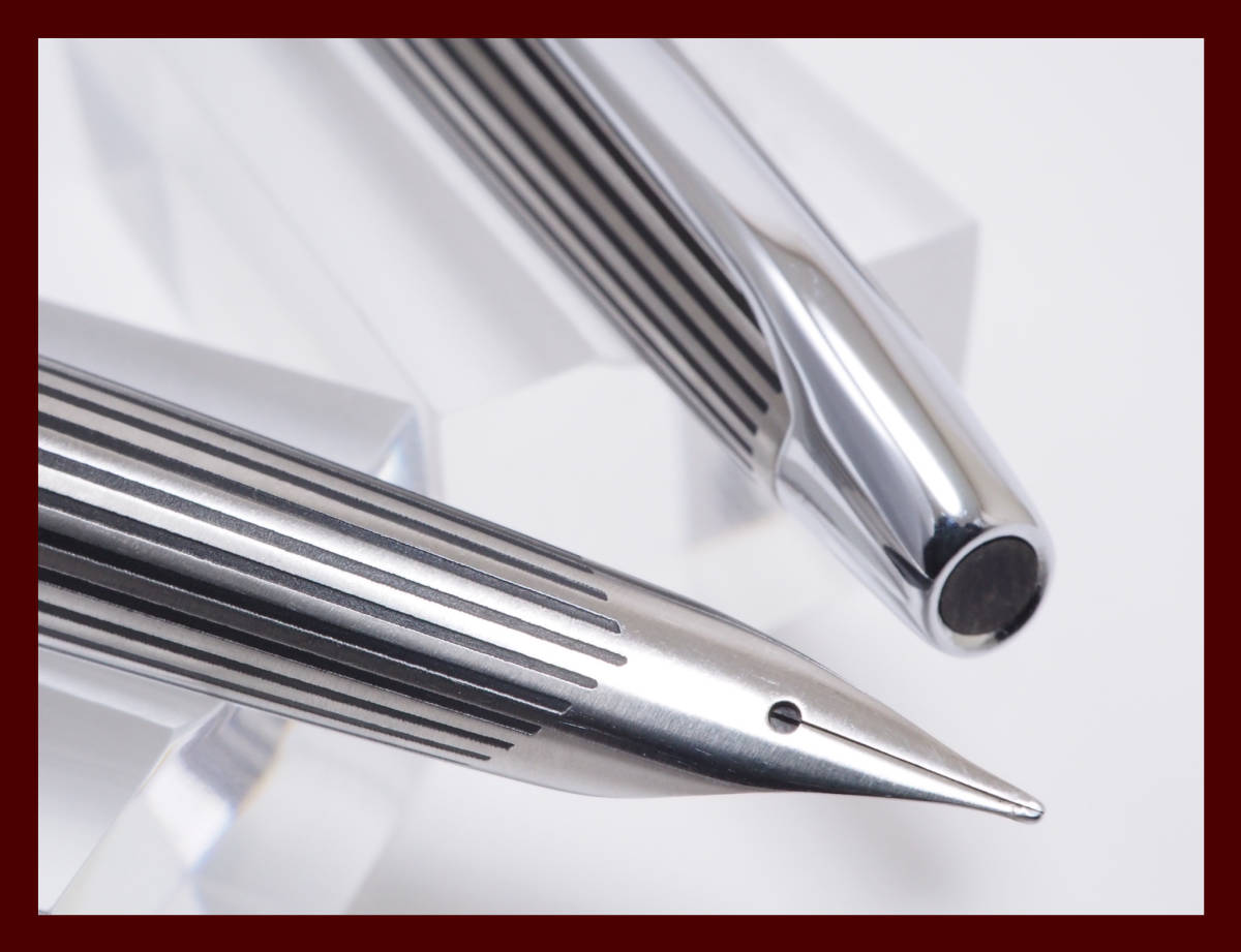 美品希少PILOTパイロット万年筆Fμミューストライプ付属品 ☆【1970年代