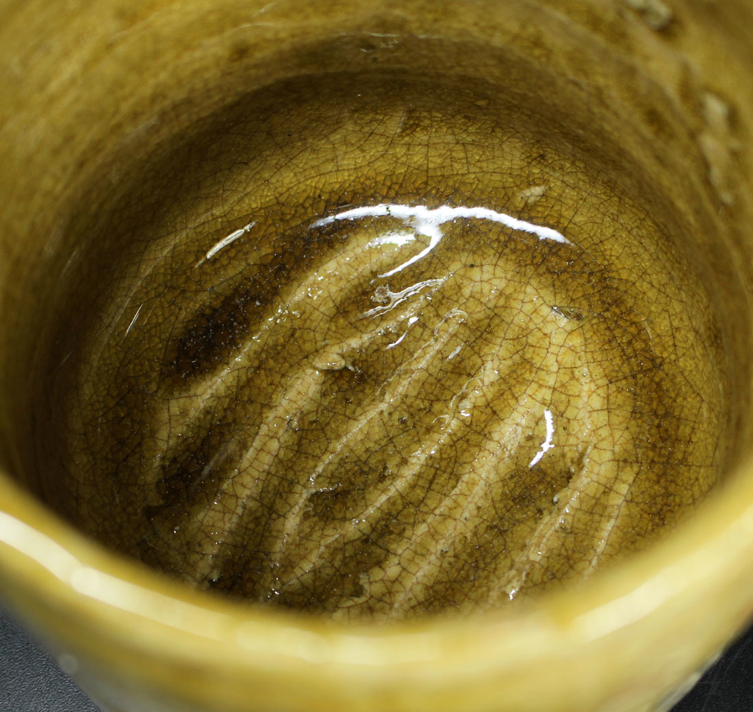 銘品 古黄瀬戸松図筒茶碗・江戸時代 名家伝世品 江戸