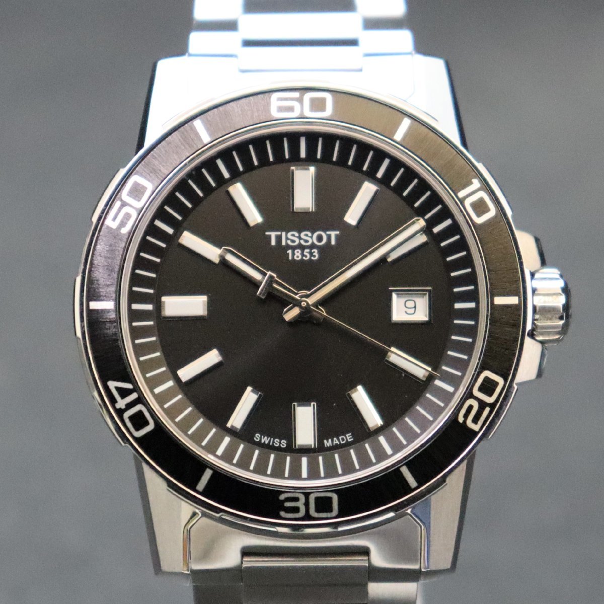良品 TISSOT ティソ スーパースポーツ T125610A クォーツ 黒文字盤 