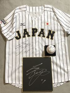 侍JAPAN WBC 大谷翔平 直筆サインユニフォーム ボール 色紙 3点セット