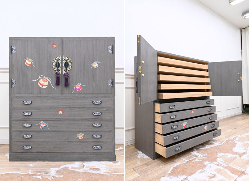 NF13 希少デザイン 日本製 匠の技 竹釘造り 総桐箪笥 和箪笥 着物タンス 