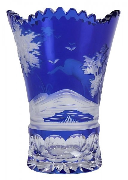 □マイセン クリスタル LAUSITZER GLAS フラワーベース 高さ約15