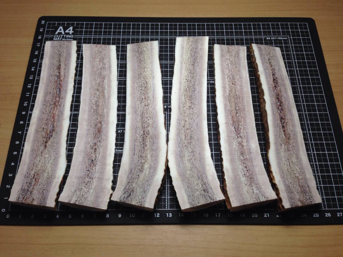 ７-63＊『半割りプレート６点セット』＊蝦夷鹿＊鹿角＊根付け＊タモ＊ナイフ＊柄＊鹿の角＊犬＊シカ＊エゾシカ