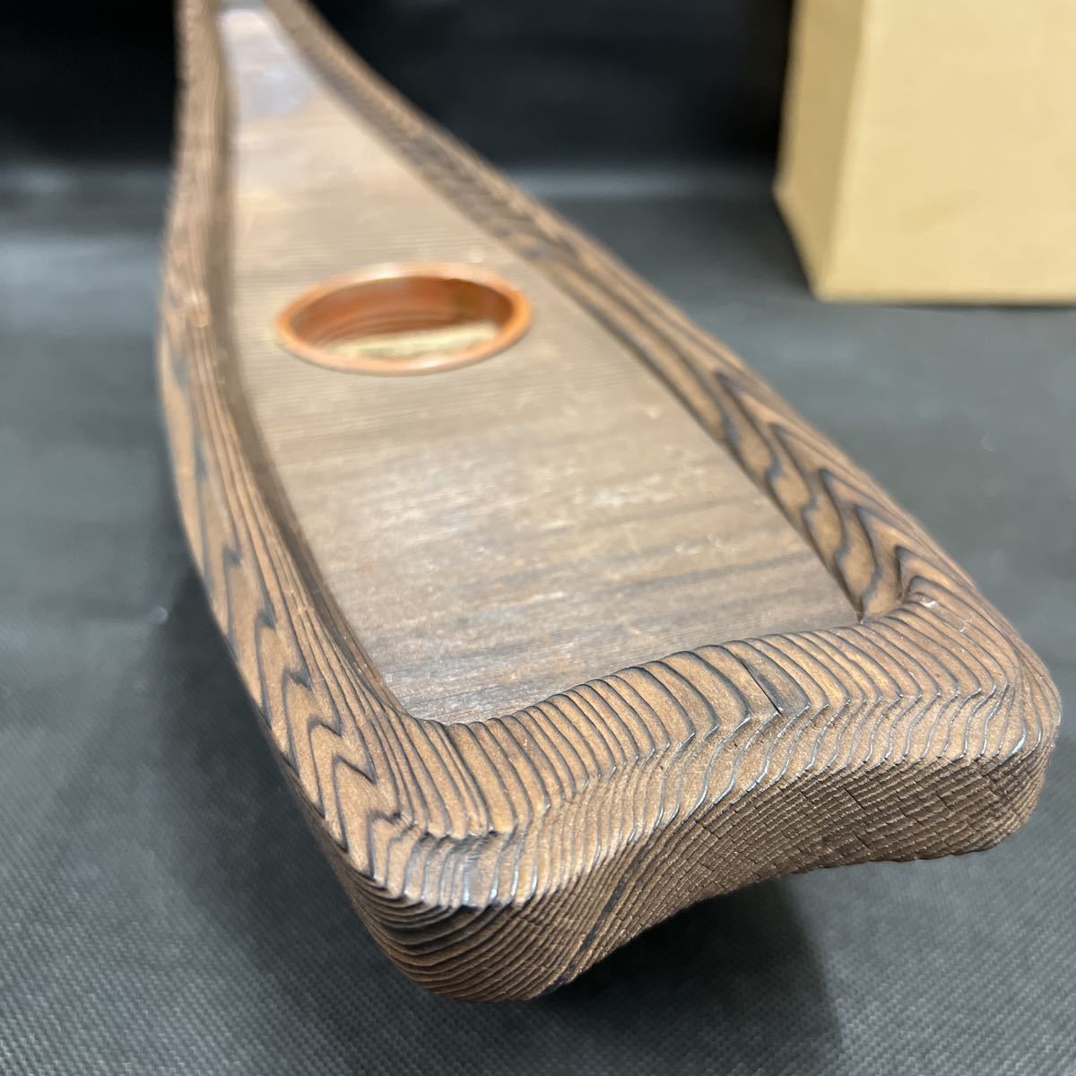 木地置船花器 銘「備後正」生け花 池坊 いけのぼう 泊舟 泊船 焼杉