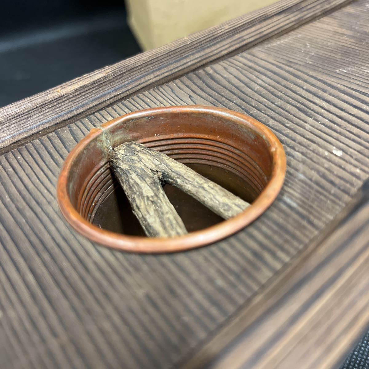 木地置船花器 銘「備後正」生け花 池坊 いけのぼう 泊舟 泊船 焼杉