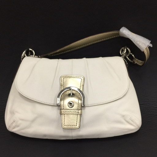 コーチ ソーホー レザー フラップ セミショルダーバッグ F17217 ホワイト系 × ゴールド レディース COACH