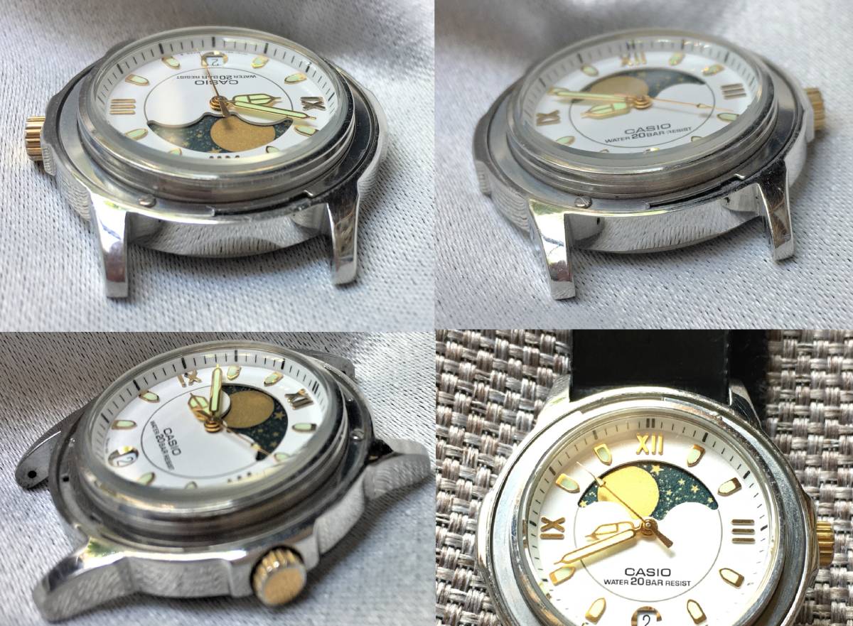 稼働ジャンク CASIO ムーンフェイズ ベゼルなし 稼働中 MD-738 20BAR