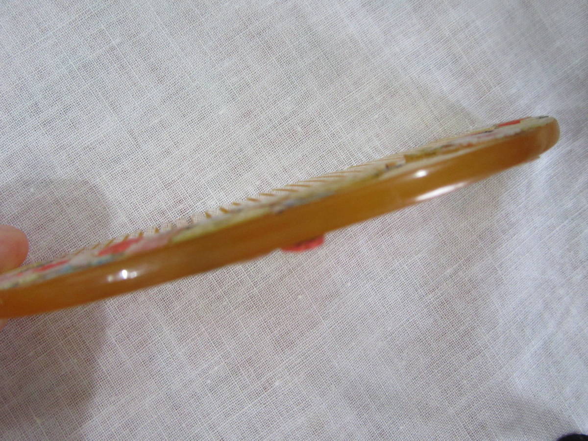 骨董・白鼈甲芝山細工 芝山象嵌櫛☆髪飾り/白蝶貝/珊瑚/螺鈿/白鼈甲 